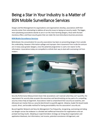 Being a Star in Your Industry Is a Matter of BSN Mobile Surveillance Services