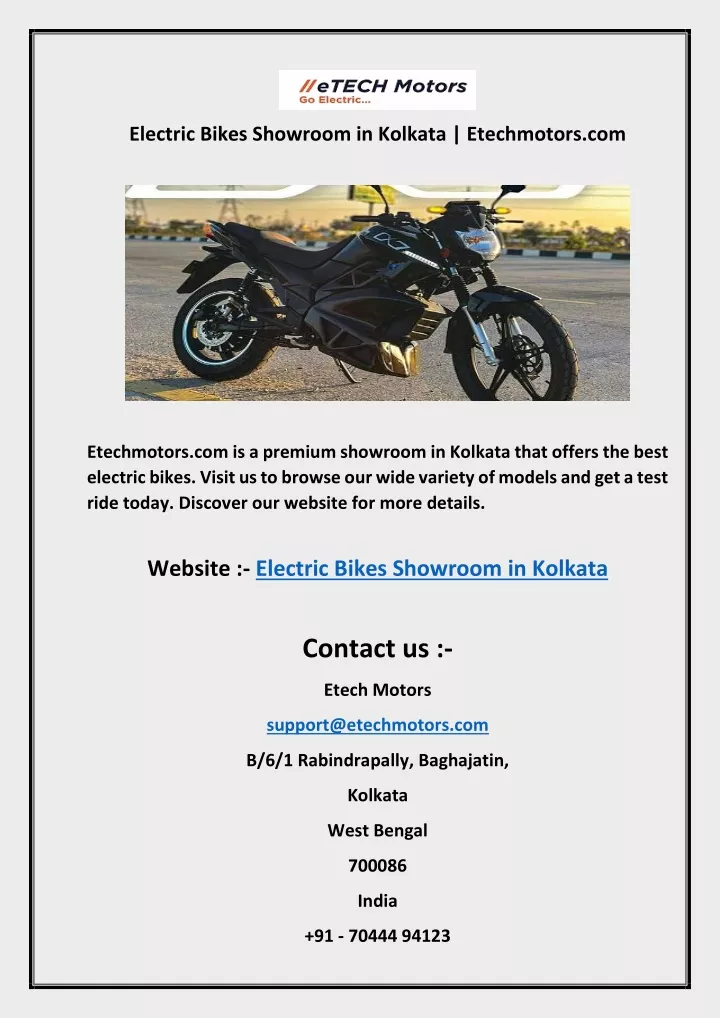 electric bike showroom in namakkal