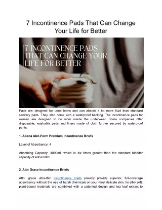 7 incontinence pads that can change your life