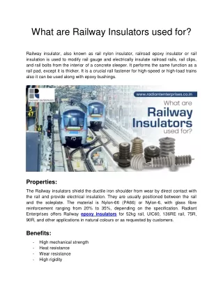 what are railway insulators used for