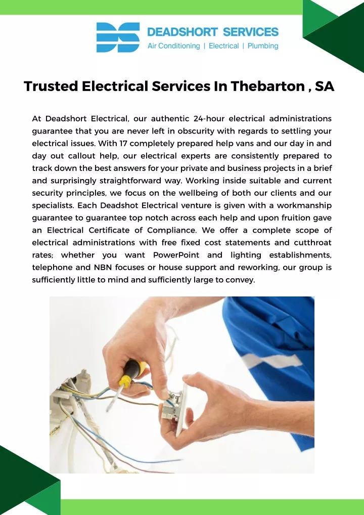 trusted electrical services in thebarton sa
