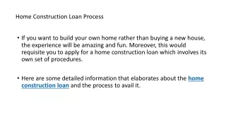 Home Construction Loan Process