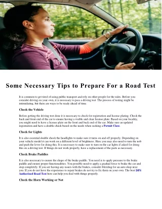 Some Necessary Tips to Prepare For a Road Test