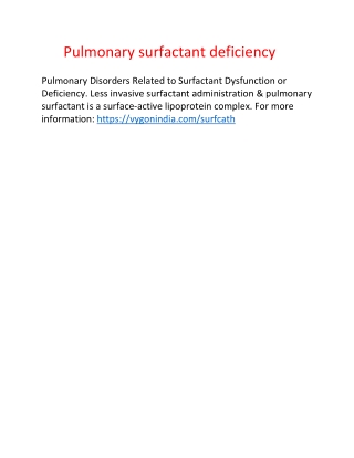 pulmonary surfactant deficiency pulmonary