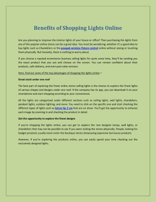 Benefits of Shopping Lights Online