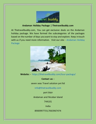 Andaman Holiday Package  Thetravelbuddy