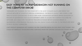 easy ways to tackle qbdbmgrn not running on this computer error