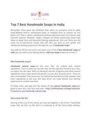 Top 7 Best Handmade Soaps in India
