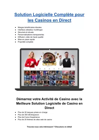 solution logicielle compl te pour les casinos