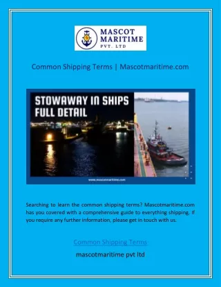 Common Shipping Terms  Mascotmaritime
