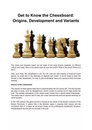 Get to Know the Chessboard: Origins, Development and Variants