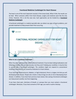 Functional Medicine Cardiologist for Heart Disease