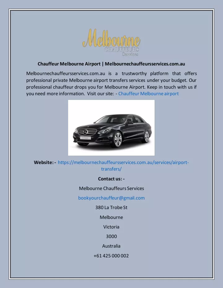 chauffeur melbourne airport