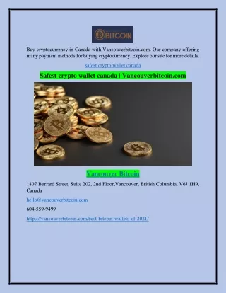 Safest crypto wallet canada | Vancouverbitcoin.com