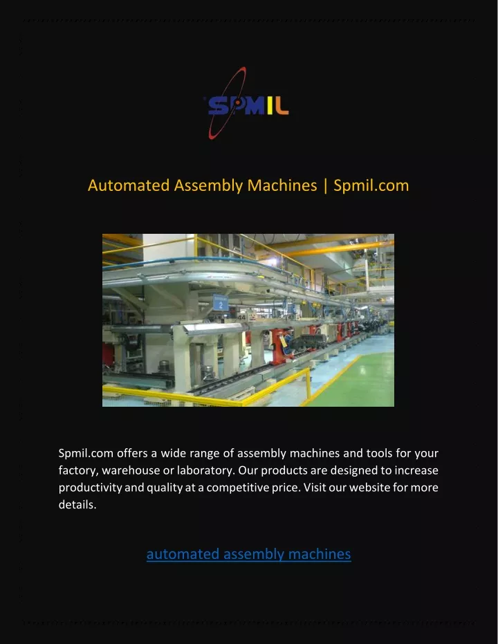 automated assembly machines spmil com