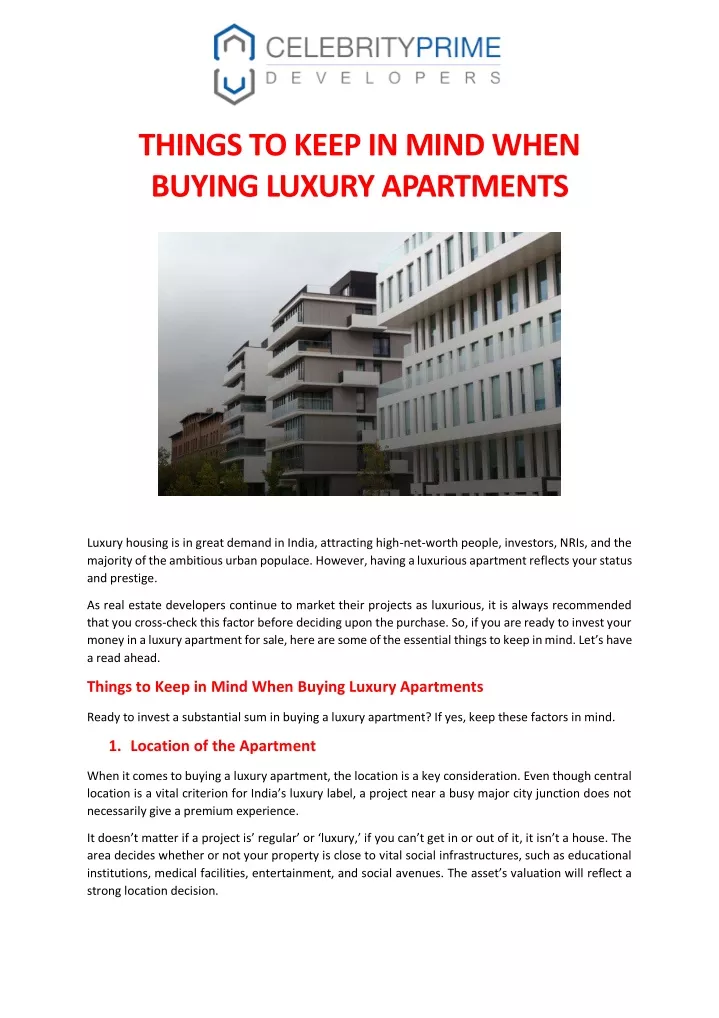 things to keep in mind when buying luxury