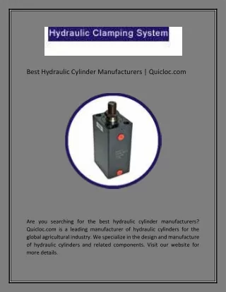 Best Hydraulic Cylinder Manufacturers  Quicloc.com