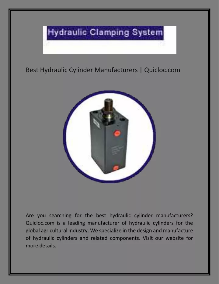 best hydraulic cylinder manufacturers quicloc com