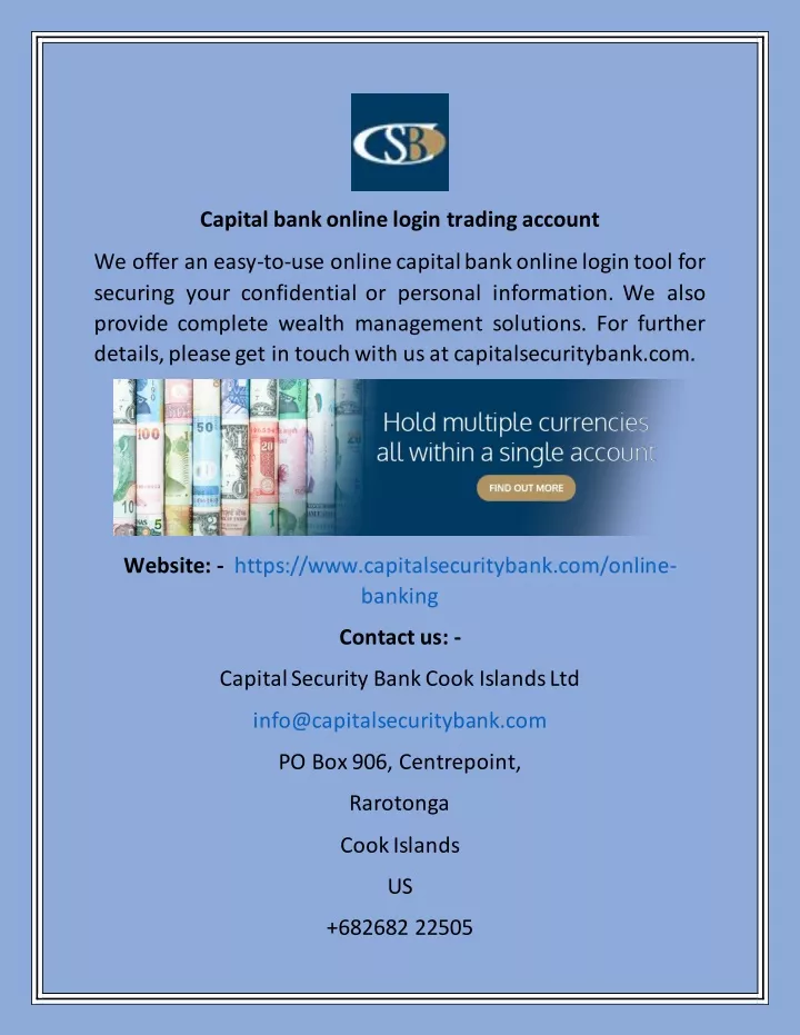 capital bank online login trading account