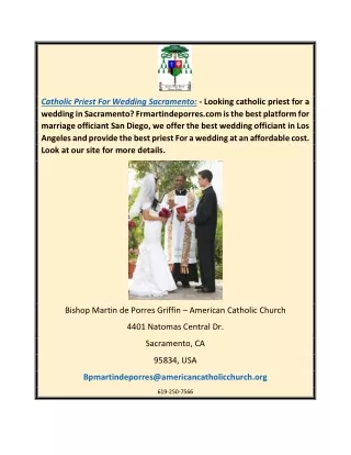 Catholic Priest For Wedding Sacramento  Frmartindeporres.com