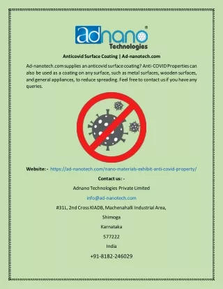 anticovid surface coating ad nanotech com