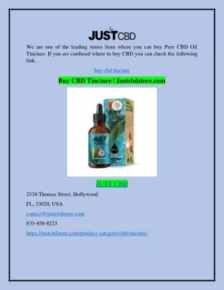 Buy CBD Tincture | Justcbdstore.com