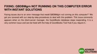 fixing qbdbmgrn not running on this computer error with instant solutions
