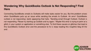 wondering why quickbooks outlook is not responding find here
