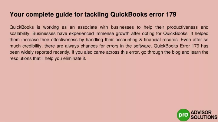 your complete guide for tackling quickbooks error 179