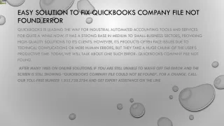 easy solution to fix quickbooks company file not found error