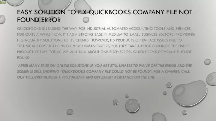 easy solution to fix quickbooks company file not found error