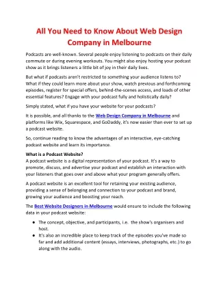 All You Need to Know About Web Design Company in Melbourne