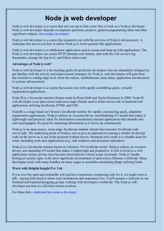 node js web developer