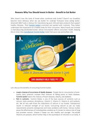 Reasons Why You Should Invest In Yummin Butter