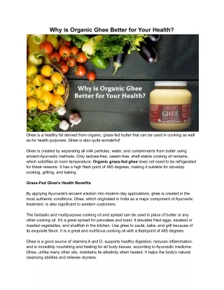 Why is Organic Ghee Better for Your Health?