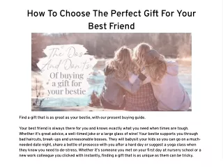 How To Choose The Perfect Gift For Your Best Friend