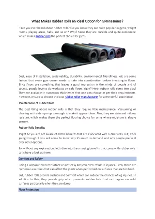 what makes rubber rolls an ideal option