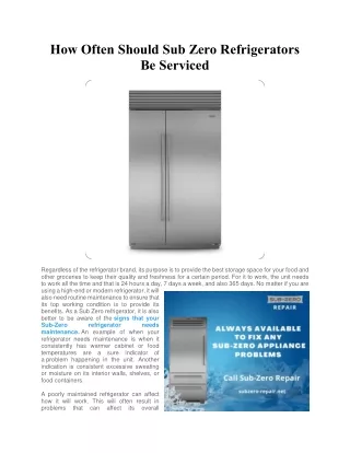 How Often Should Sub Zero Refrigerators Be Serviced