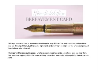 What To Write In A Bereavement Card