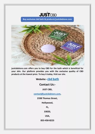 Buy exclusive cbd bath & products|justcbdstore.com
