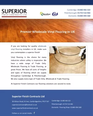 Premier Wholesale Vinyl Flooring In UK