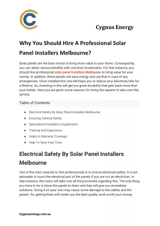 Why You Should Hire A Professional Solar Panel Installers Melbourne