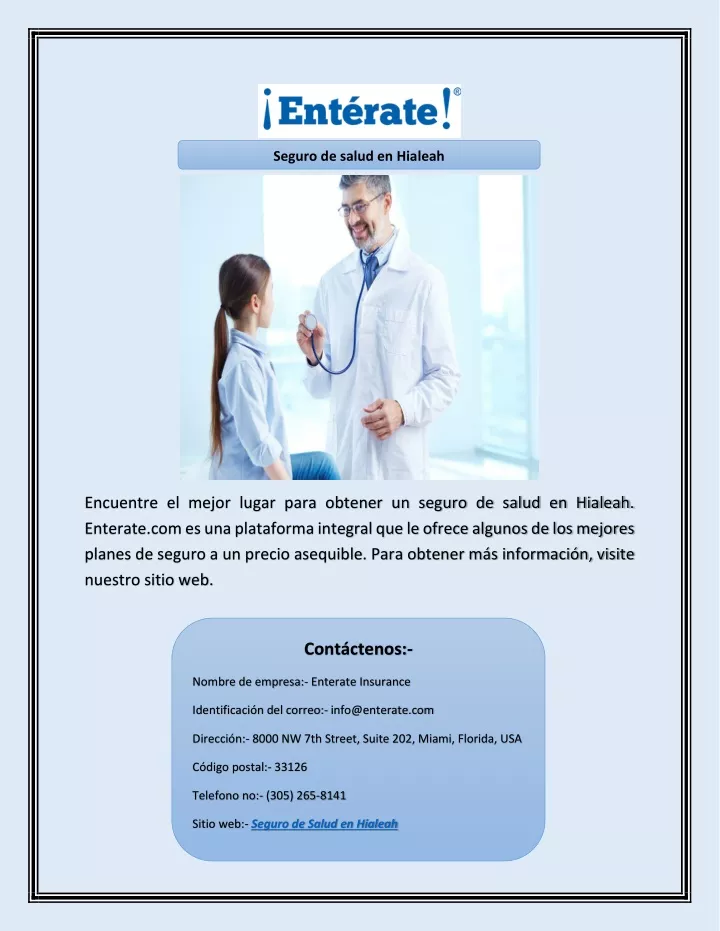 seguro de salud en hialeah