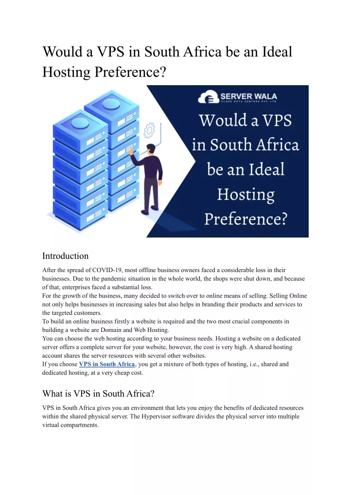 would a vps in south africa be an ideal hosting