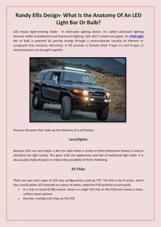 Randy Ellis Design- What Is the Anatomy of an LED Light Bar Or Bulb