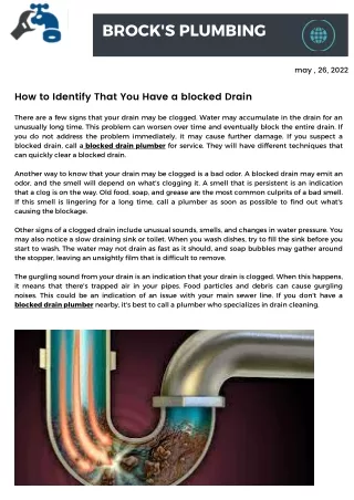 How to Identify That You Have a blocked Drain ?