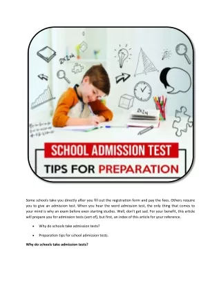 school admission test tips for preparation