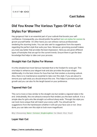 Did You Know The Various Types Of Hair Cut Styles For Women