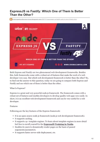 expressjs vs fastify which one of them is better