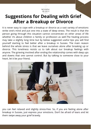 Suggestions for Dealing with Grief After a Breakup or Divorce